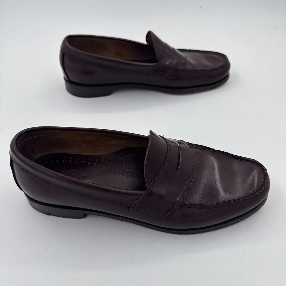 G.H. Bass & Co. Men's Weejuns Burgundy Leather Penny Loafers, Size 9D